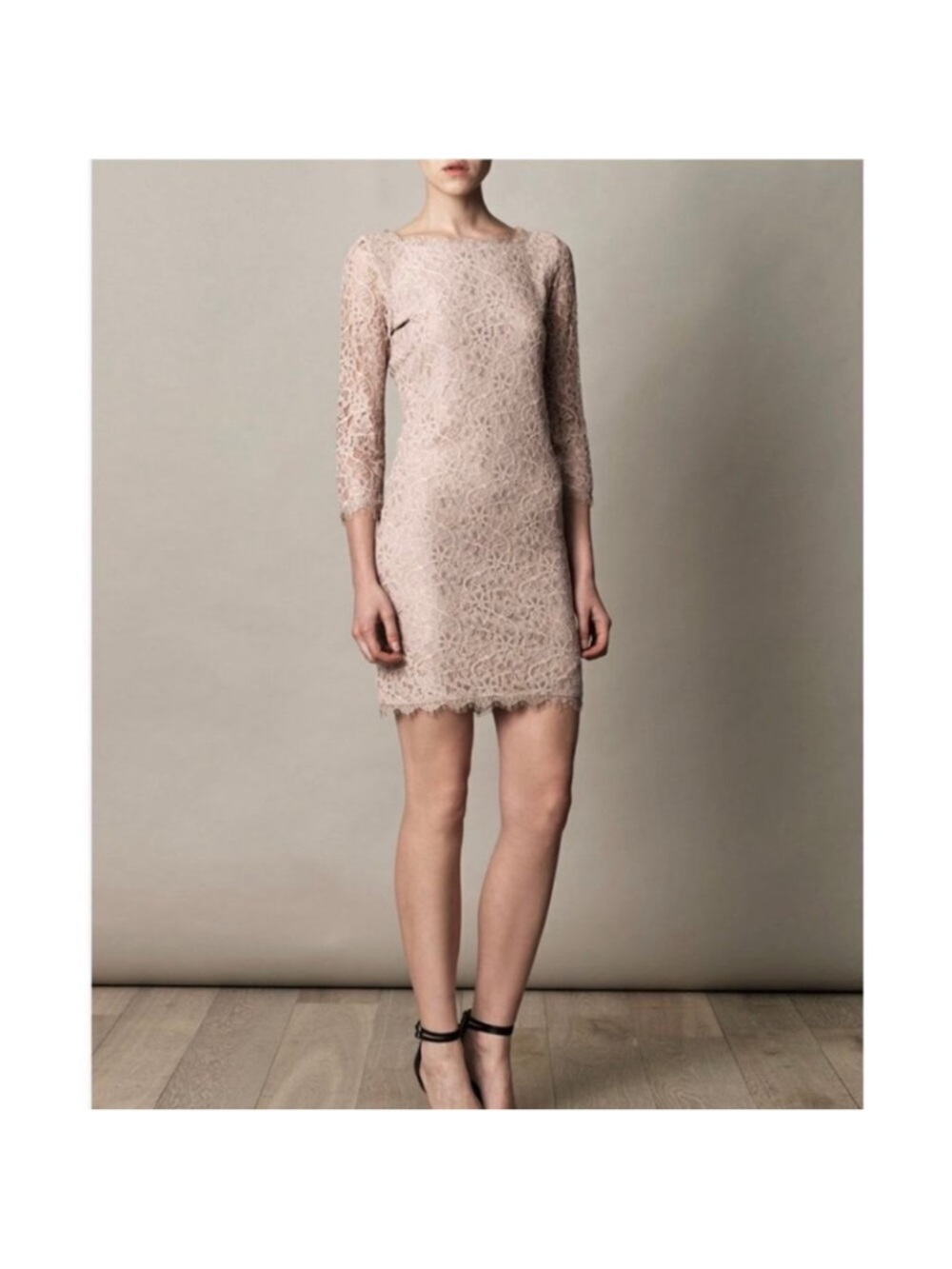 Diane von Furstenburg Zarita Lace Sheath Dress in Blush Pink/Nude 6 - Picture 4 of 5